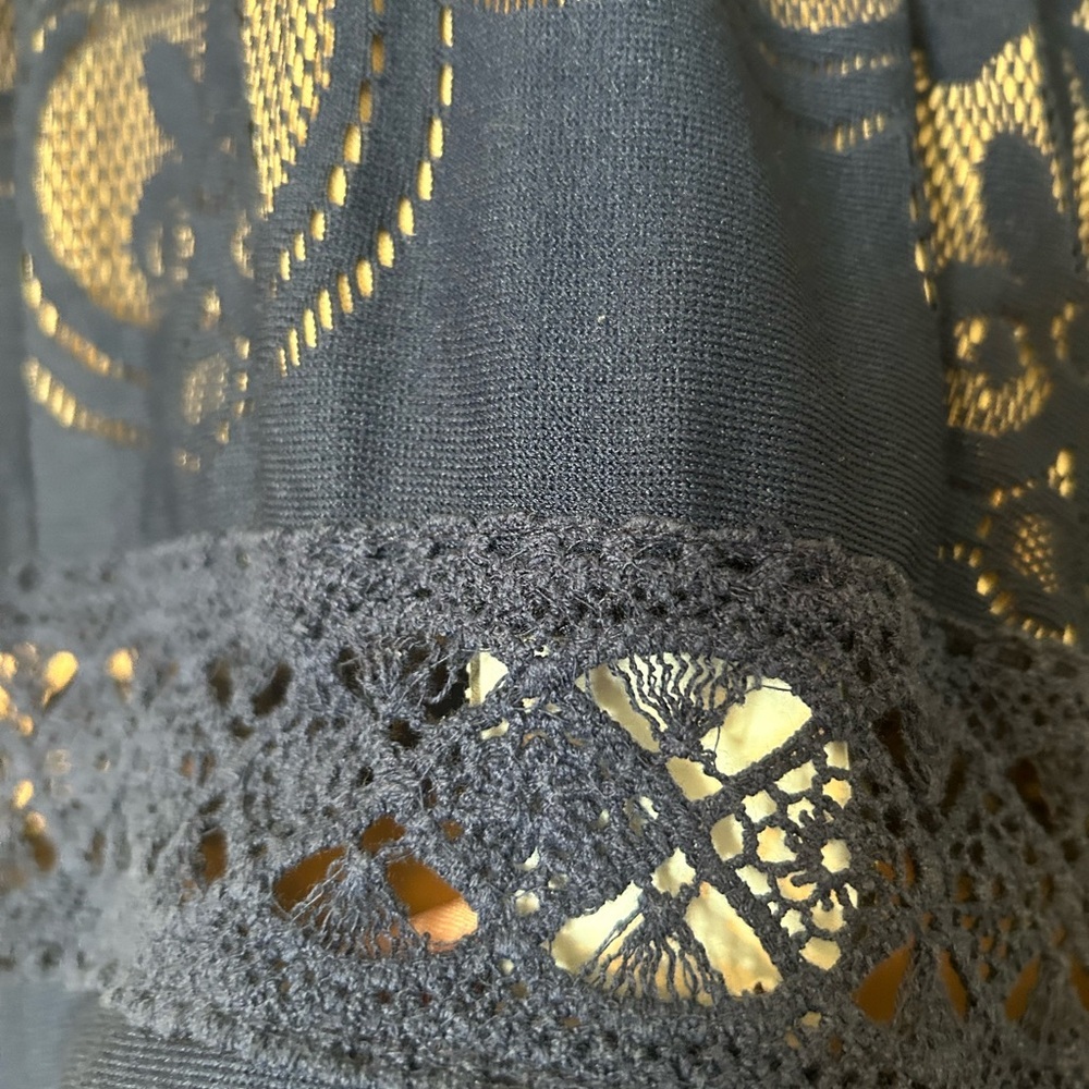 Rebellion Navy Blue Floral Lace Fit and Flare Dress Medium - Picture 5 of 15